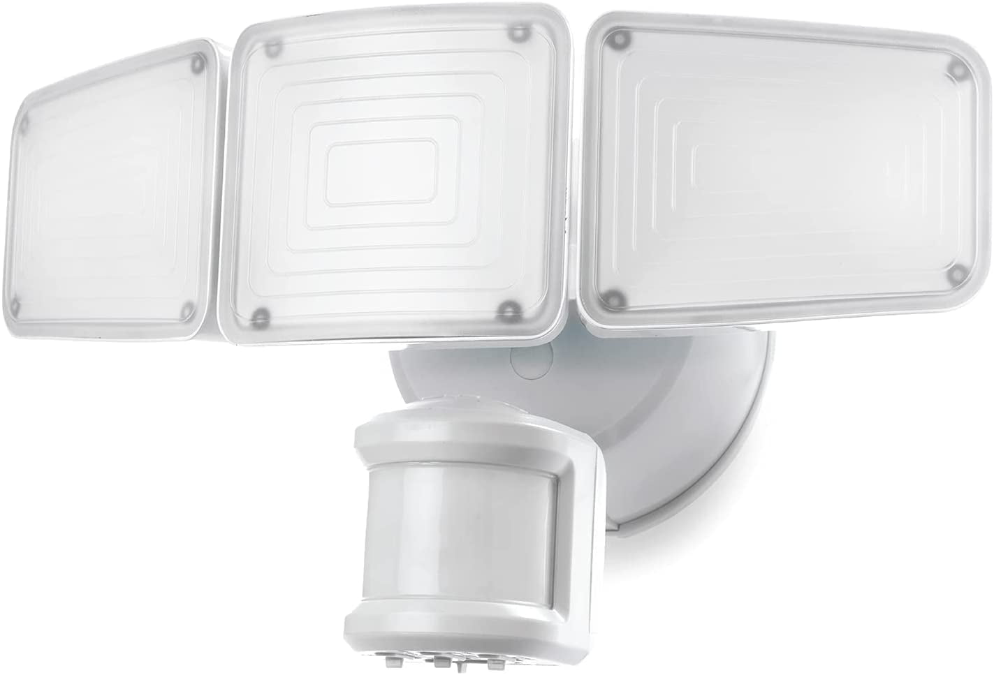 White Aluminum Triple-Head LED Security Light with Motion Sensor