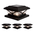 thumbnail image 1 of Home Zone Security 4-Pack Crown Style Solar Powered Post Cap Light, Dusk to Dawn, Adjustable Color Temperature, 1 of 8