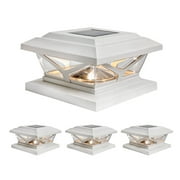 Home Zone Security 4-Pack Crown Style Solar Powered Post Cap Light, Dusk to Dawn, Adjustable Color Temperature