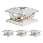 Home Zone Security ELI1701V White Crown Style Solar LED Lights - 4 Pack
