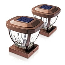 Home Zone Security ELI1403V 12-Lumen-Each 4 x 4 Solar LED Post Cap Lights, Bronze, 2-Pack