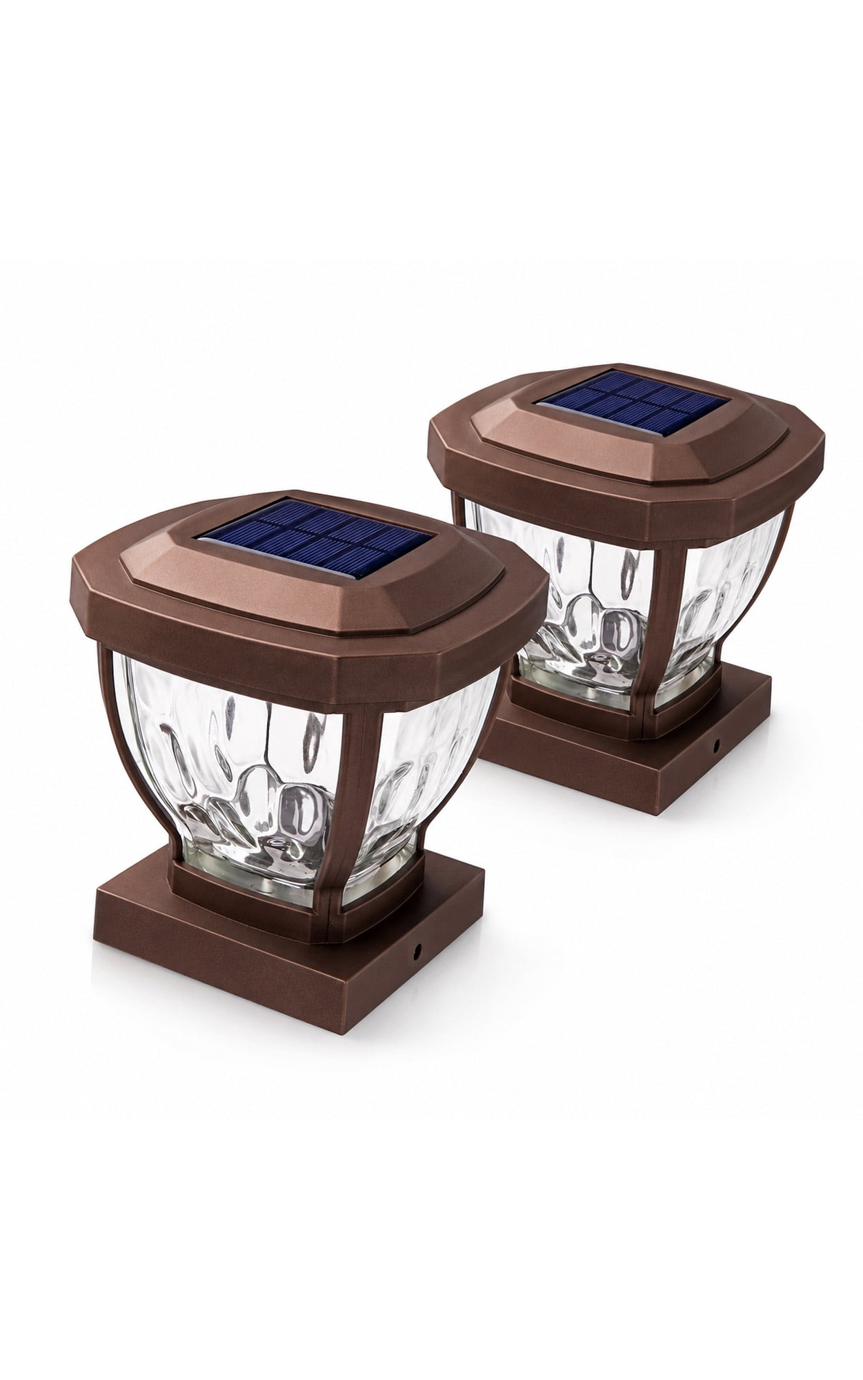 Home Zone Security ELI1403V 12-Lumen-Each 4 x 4 Solar LED Post Cap Lights, Bronze, 2-Pack