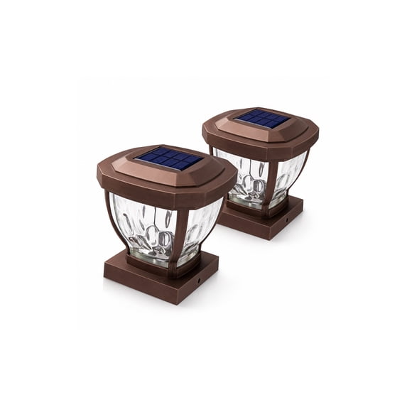 Home Zone Security ELI1403V 12-Lumen-Each 4 x 4 Solar LED Post Cap Lights, Bronze, 2-Pack
