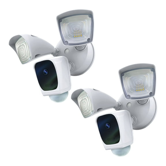 Home Zone Security Floodlight Camera - Smart 2.4 GHz Wireless 1080P Outdoor 4500K LED Motion Security for Garage, Porch & Yard (2 Pack)