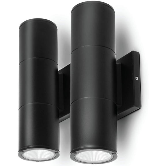 Home Zone Security LED Modern Wall & Porch Sconce Light - Set of 2, Black