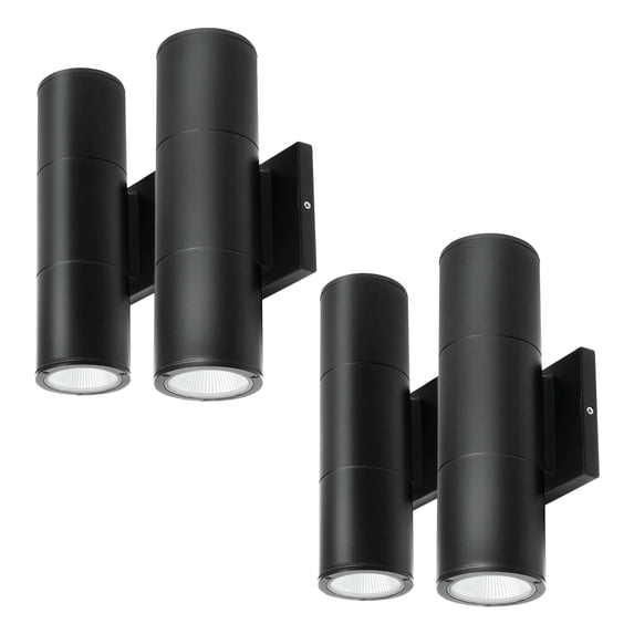Home Zone Security Modern Outdoor LED Sconce Wall Light for Porch, Entryway, & Garage - 3000k 1500 Lumens 20W Hardwired - Black (4 Pack)