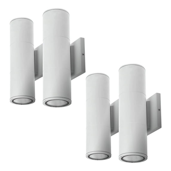 Home Zone Security Modern Outdoor LED Sconce Wall Light for Porch, Entryway, & Garage - 3000k 1500 Lumens 20W Hardwired - White (4 Pack)