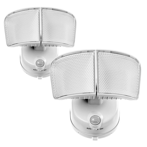 Home Zone Security Motion Sensor Twin Head Flood Light - 5000K LE, White, 2-Pack