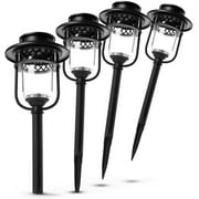 Home Zone Security Pathway & Garden Solar Glass Lights Stainless Steel (4-Set)