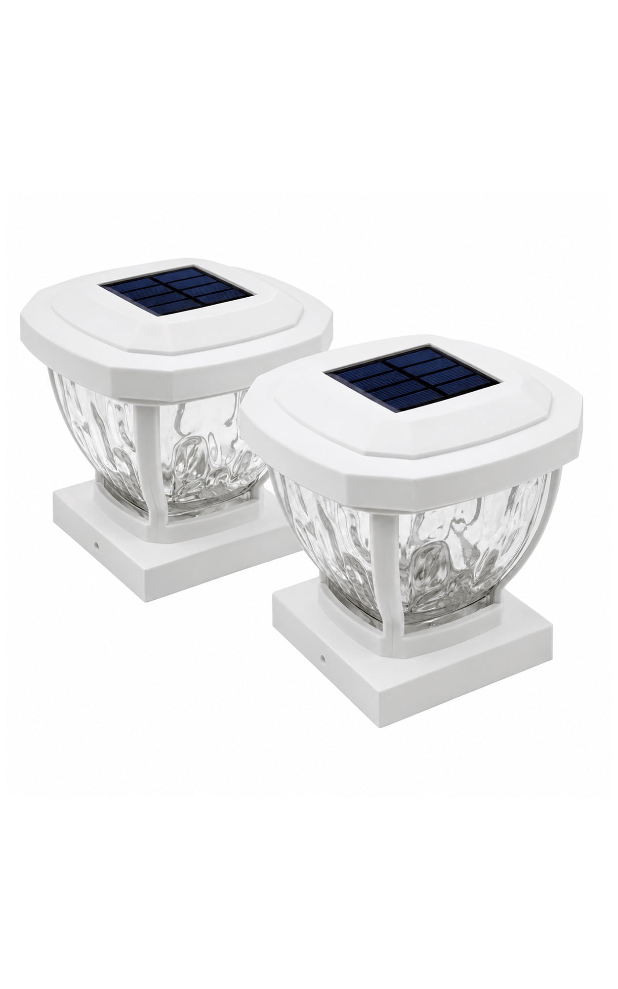 Home Zone Security Solar Post Cap Lights - LED 4x4 (3.5 x 3.5 in.) Post Lights, White, 2-Pack