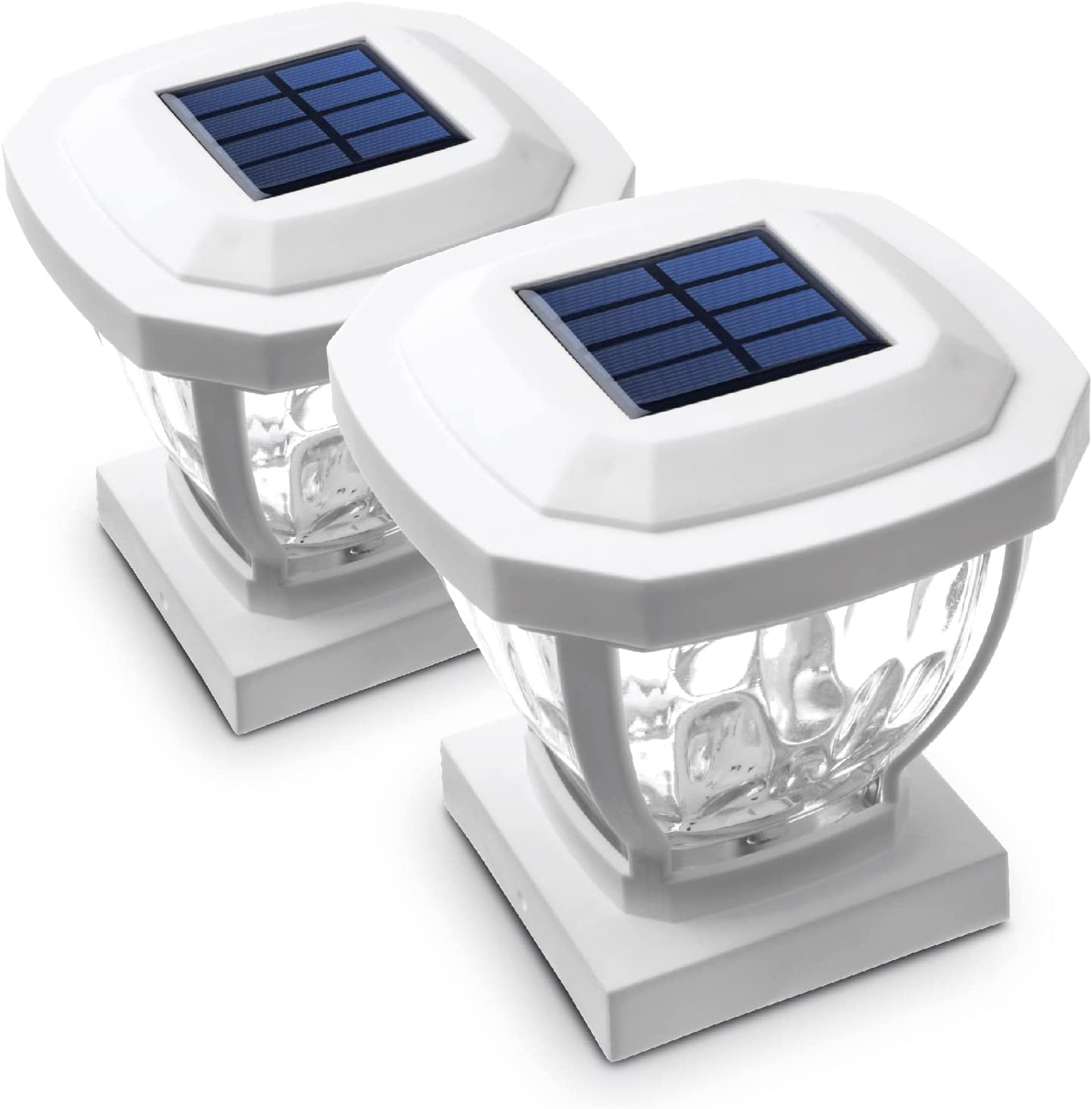 Zone Security Solar Cap - LED 4x4 (3.5 x 3.5 in.) Post Lights, White, 2-Pack - Walmart.com
