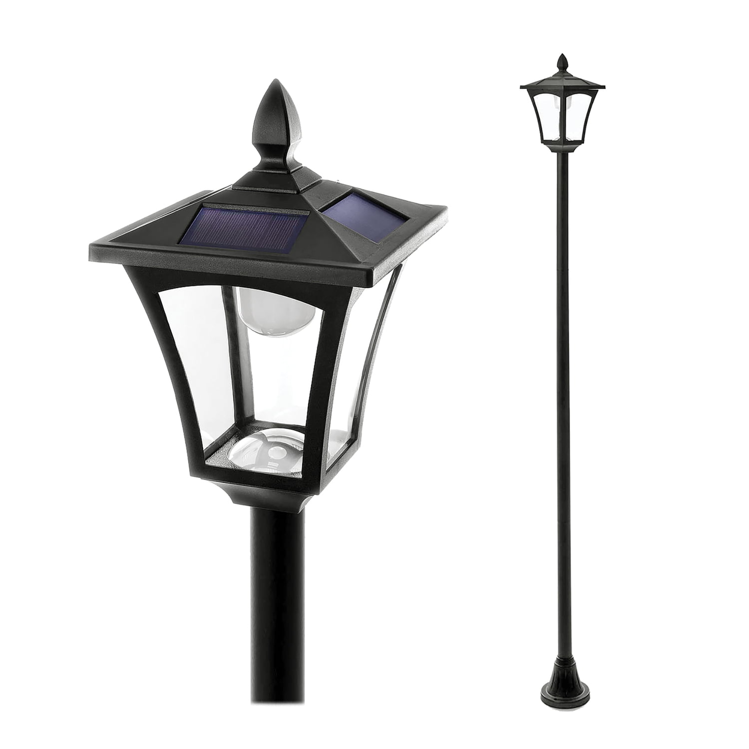 Classic Black Solar Powered LED Lamp Post Light, 65" Tall