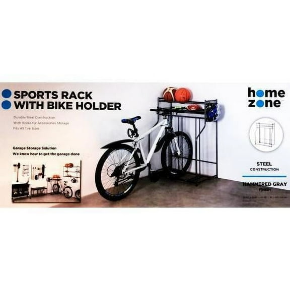 Home Zone Storage Bike Rack - Hammered Gray Finish (35.45" x 19.29" x 44.48")
