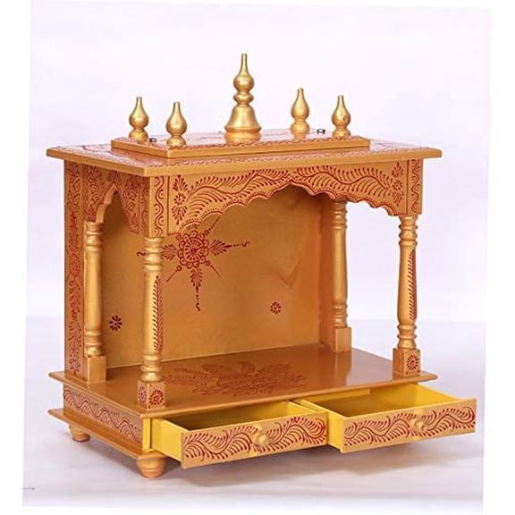 Home and Bazaar Rajasthani Ethnic Handcrafted Wooden Temple / Mandir / Pooja 0Ghar / Mandapam HB17KI-237