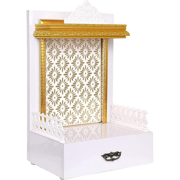 Home and Bazaar Rajasthani Ethnic Handcrafted Wooden Temple / Mandir / Pooja Ghar / Mandapam Size 18x12x24 InchHB17KI-229