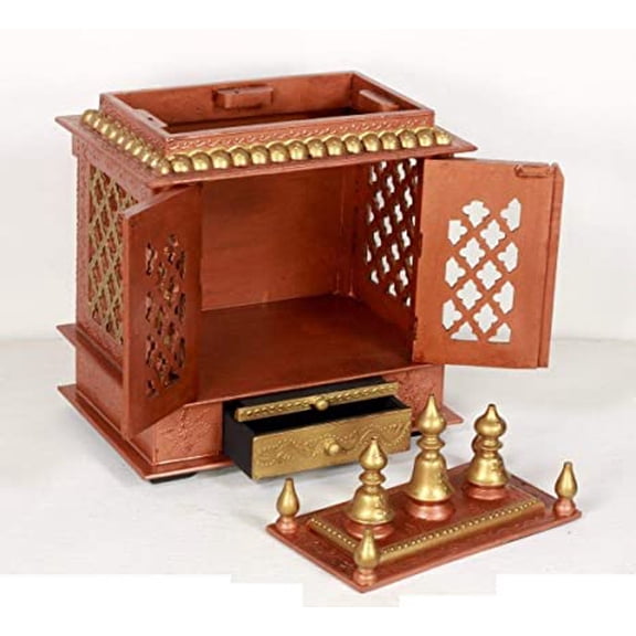Home and Bazaar Rajasthani Ethnic Handcrafted Wooden Temple/Mandir/Pooja Ghar/Mandapam
