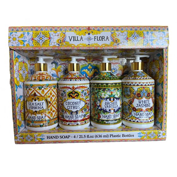 Home and Body Villa Flora Hand Soap Collection 4 Count 21.5oz