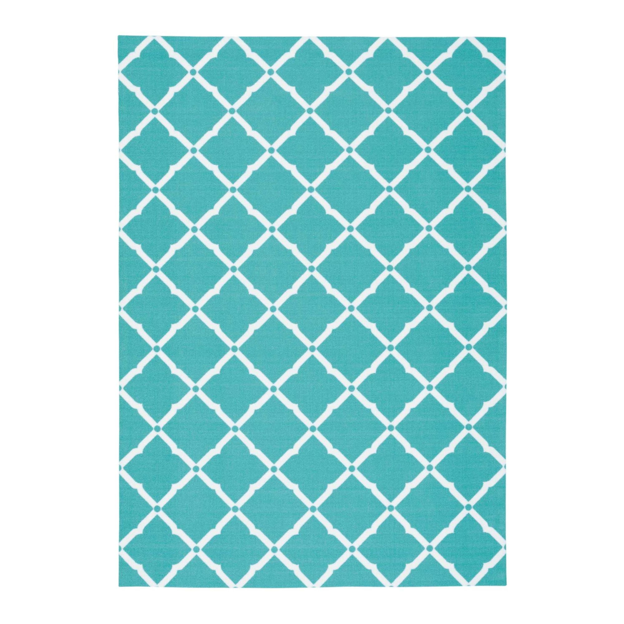 Aqua Floral Bliss 5' x 7' Synthetic Indoor/Outdoor Area Rug