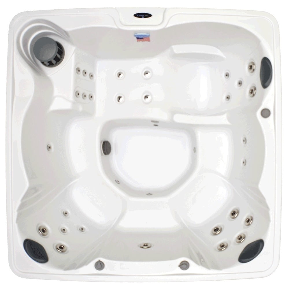 Sterling White Acrylic 6-Person Square Hot Tub with Stainless Jets