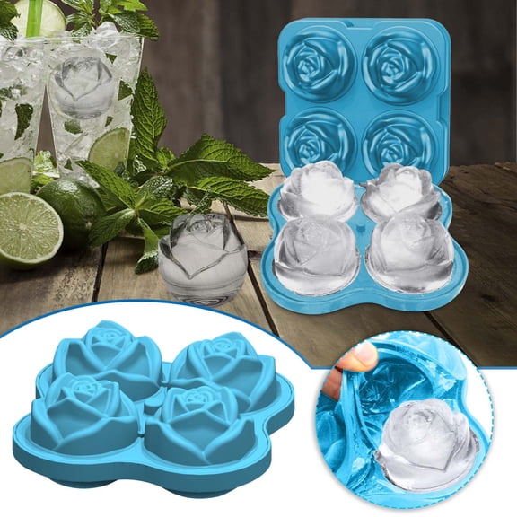 Home and Kitchen, Ice Lattice Rose Flower Ice Cocktail Mix Ice Rose Flower 4 With Ice Tray