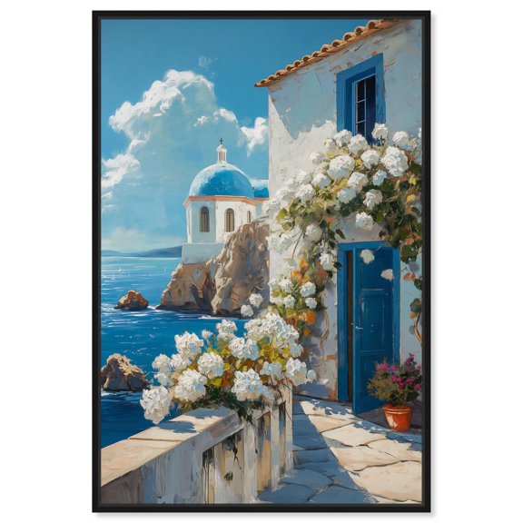 Home and Oceanview Canvas Coastal Wall Art by Art Remedy, Black Frame, 36" x 54"