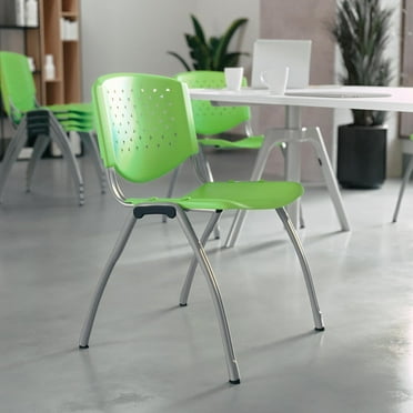 Home and Office Green Plastic Stack Chair with Perforated Back - Guest Chair