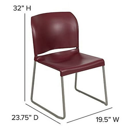 Home and Office Guest Chair Burgundy Full Back Contoured Sled Base Stack Chair