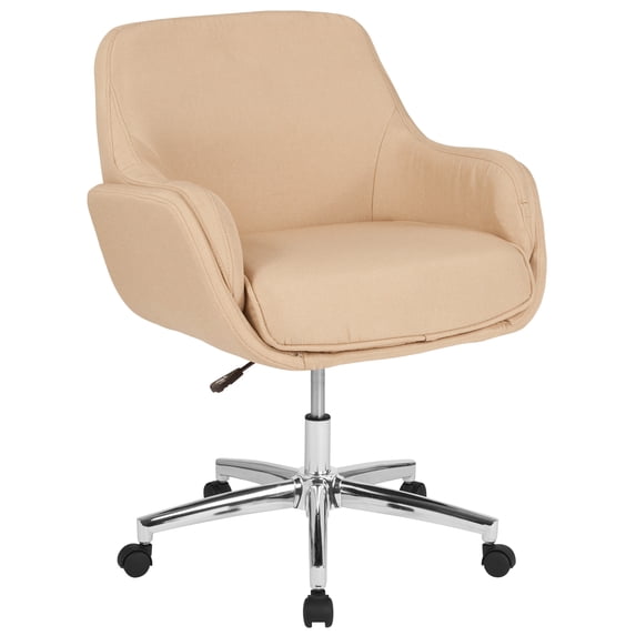 Home and Office Mid-Back Molded Frame Chair in Beige Fabric
