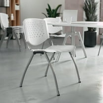 Home and Office White Plastic Stack Chair with Perforated Back - Guest Chair