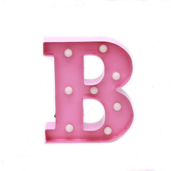 Home by Jackie Inc Decorative Pink Vintage Rustic Metal Hanging Light up LED Letter B