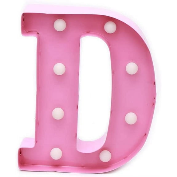 Home by Jackie Inc Decorative Pink Vintage Rustic Metal Hanging Light up LED Letter D