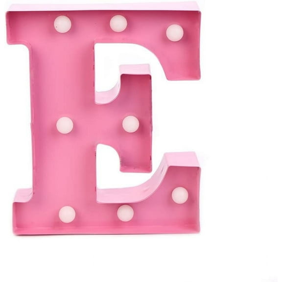 Home by Jackie Inc Decorative Pink Vintage Rustic Metal Hanging Light up LED Letter E