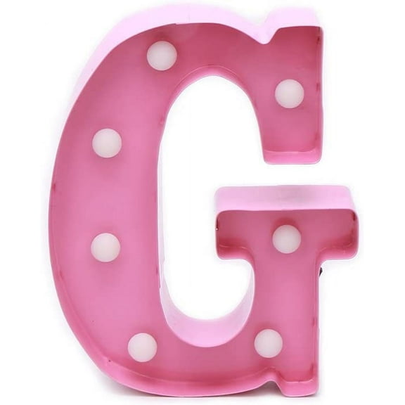 Home by Jackie Inc Decorative Pink Vintage Rustic Metal Hanging Light up LED Letter G