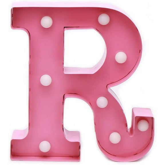 Home by Jackie Inc Decorative Pink Vintage Rustic Metal Hanging Light up LED Letter R