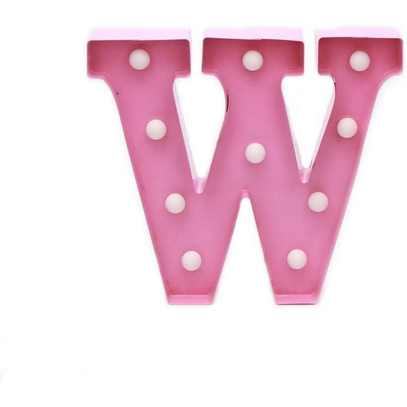 Home by Jackie Inc Decorative Pink Vintage Rustic Metal Hanging Light up LED Letter W