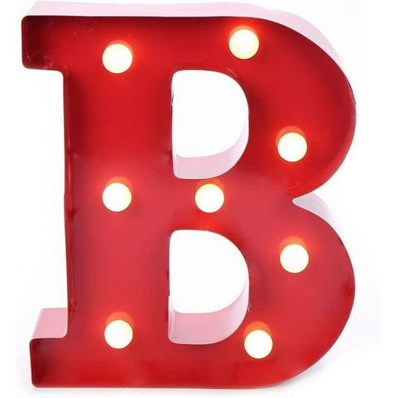 Home by Jackie Inc Decorative Red Vintage Metal Hanging Light up LED Letter “B”