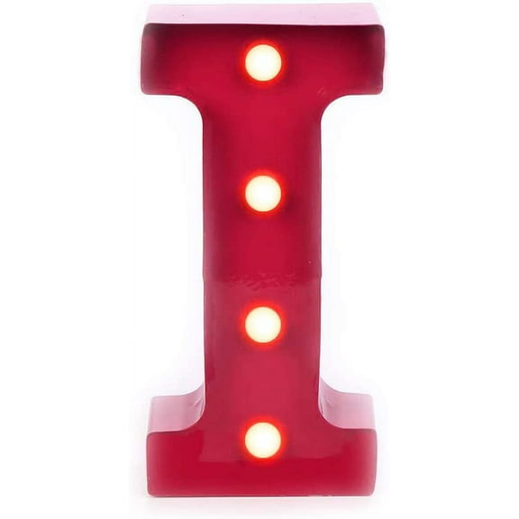 Home by Jackie Inc Decorative Red Vintage Metal Hanging Light up LED Letter I