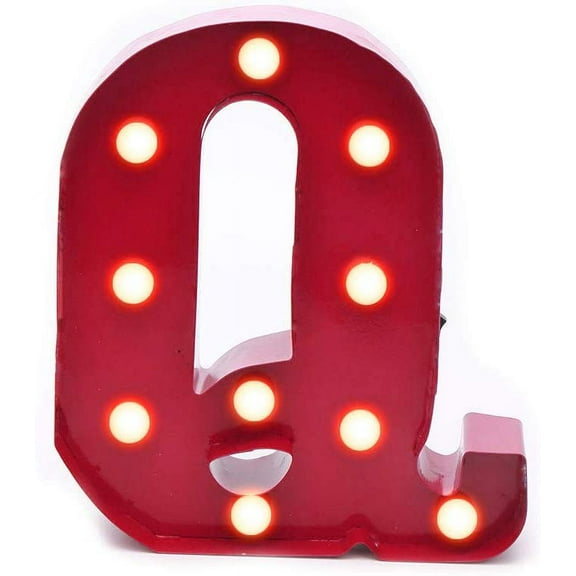 Home by Jackie Inc Decorative Red Vintage Metal Hanging Light up LED Letter Q