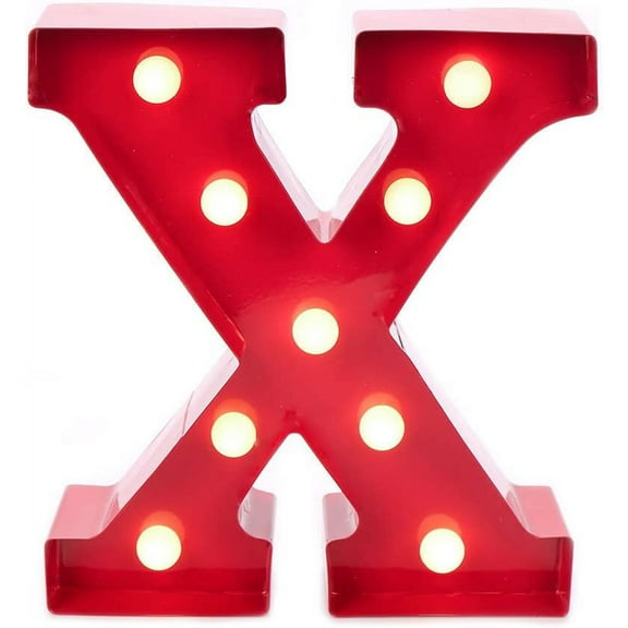 Home by Jackie Inc Decorative Red Vintage Metal Hanging Light up LED Letter X