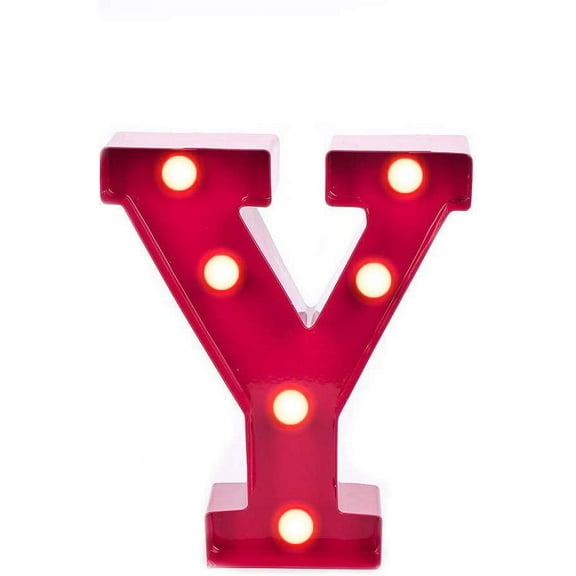 Home by Jackie Inc Decorative Red Vintage Metal Hanging Light up LED Letter Y