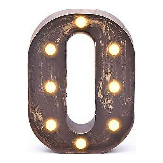 Home by Jackie Inc Decorative Rustic Gold Vintage  Metal Hanging Light up LED Letter “O”