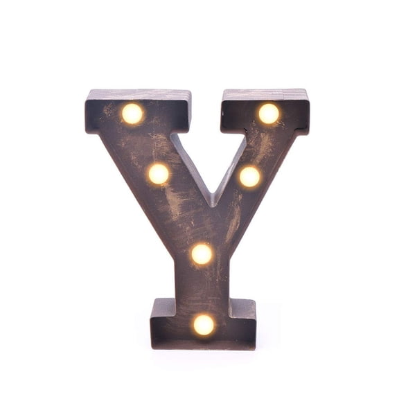 Home by Jackie Inc Decorative Rustic Gold Vintage  Metal Hanging Light up LED Letter Y