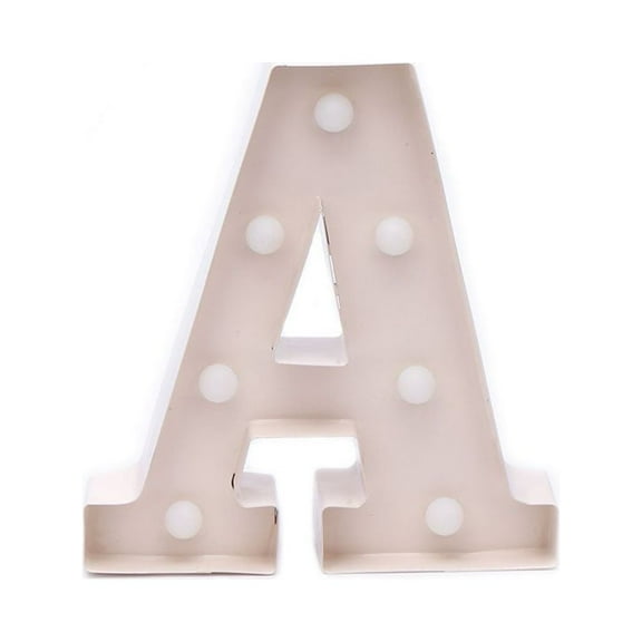 Home by Jackie Inc Decorative White Vintage Rustic Metal Hanging Light up LED Letter A