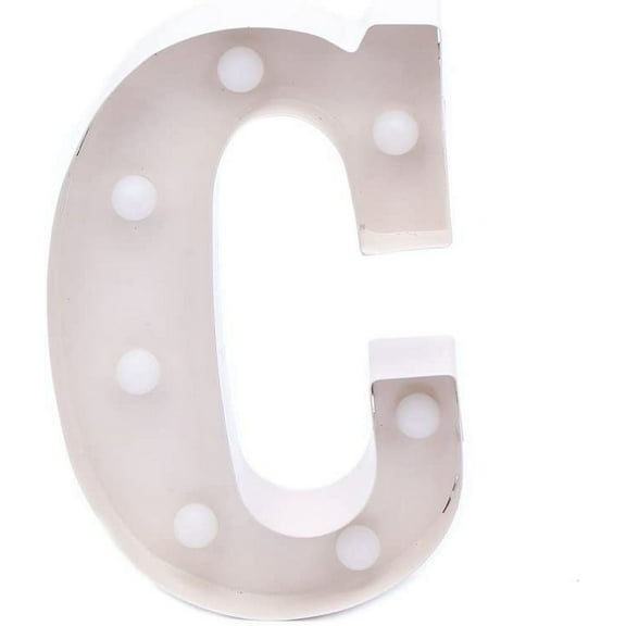Home by Jackie Inc Decorative White Vintage Rustic Metal Hanging Light up LED Letter C