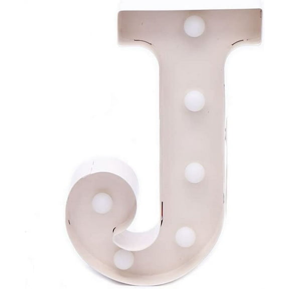 Home by Jackie Inc Decorative White Vintage Rustic Metal Hanging Light up LED Letter J