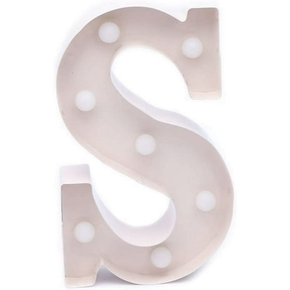 Home by Jackie Inc Decorative White Vintage Rustic Metal Hanging Light up LED Letter S