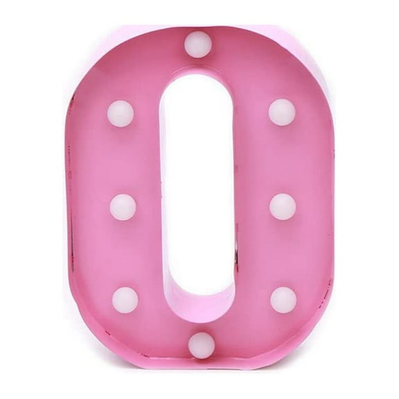 Home by Jackie Inc Pink Vintage Rustic Metal Hanging Light up LED Letter O