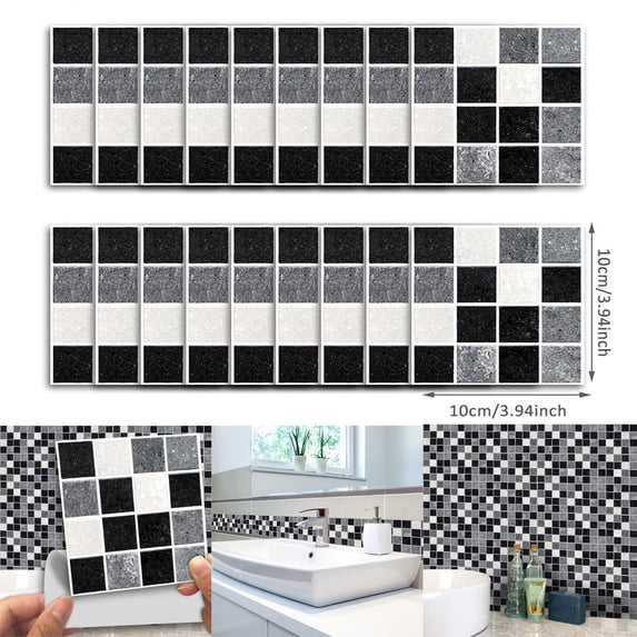 Home decor ZKCCNUK 18pcs Self Adhesive Black Wall Art Kitchen Tile Sticker Indoor Outdoors
