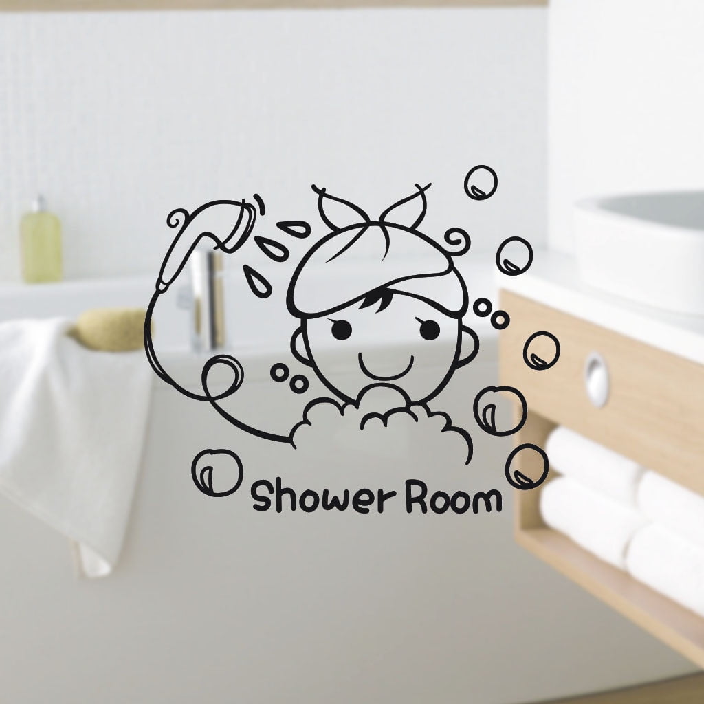Shower Sign Sticker Home decor ZKCCNUK Shower Room PVC Sticker Wall Stickers Living Room ...
