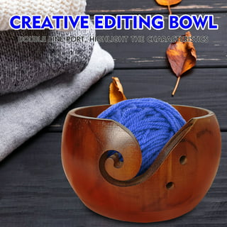 WILLBOND Wooden Yarn Bowl, 6 x 3 Inches Knitting Yarn Bowls with Holes Crochet  Bowl Holder Handmade Yarn Storage Bowl for DIY Knitting Crocheting  Accessories